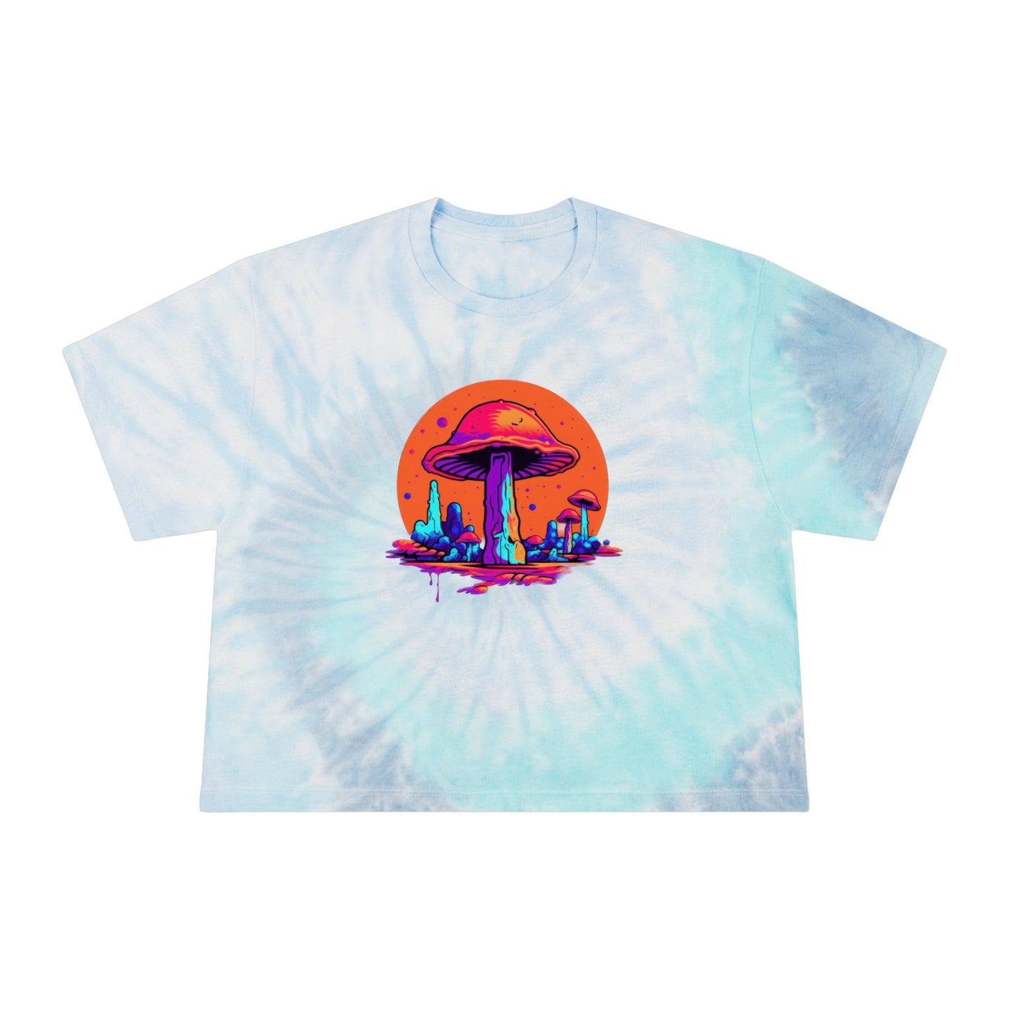 Women's Tie-Dye Crop Tee "Mushrooms On Mars" by Nikki Gray