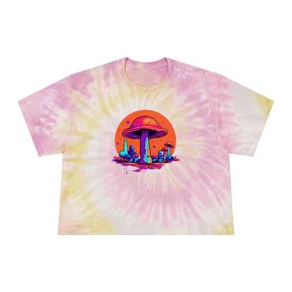 Women's Tie-Dye Crop Tee "Mushrooms On Mars" by Nikki Gray