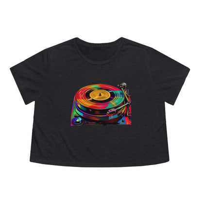 Women's Flowy Cropped Tee "Rainbowdelic Rounds" by Nikki Gray