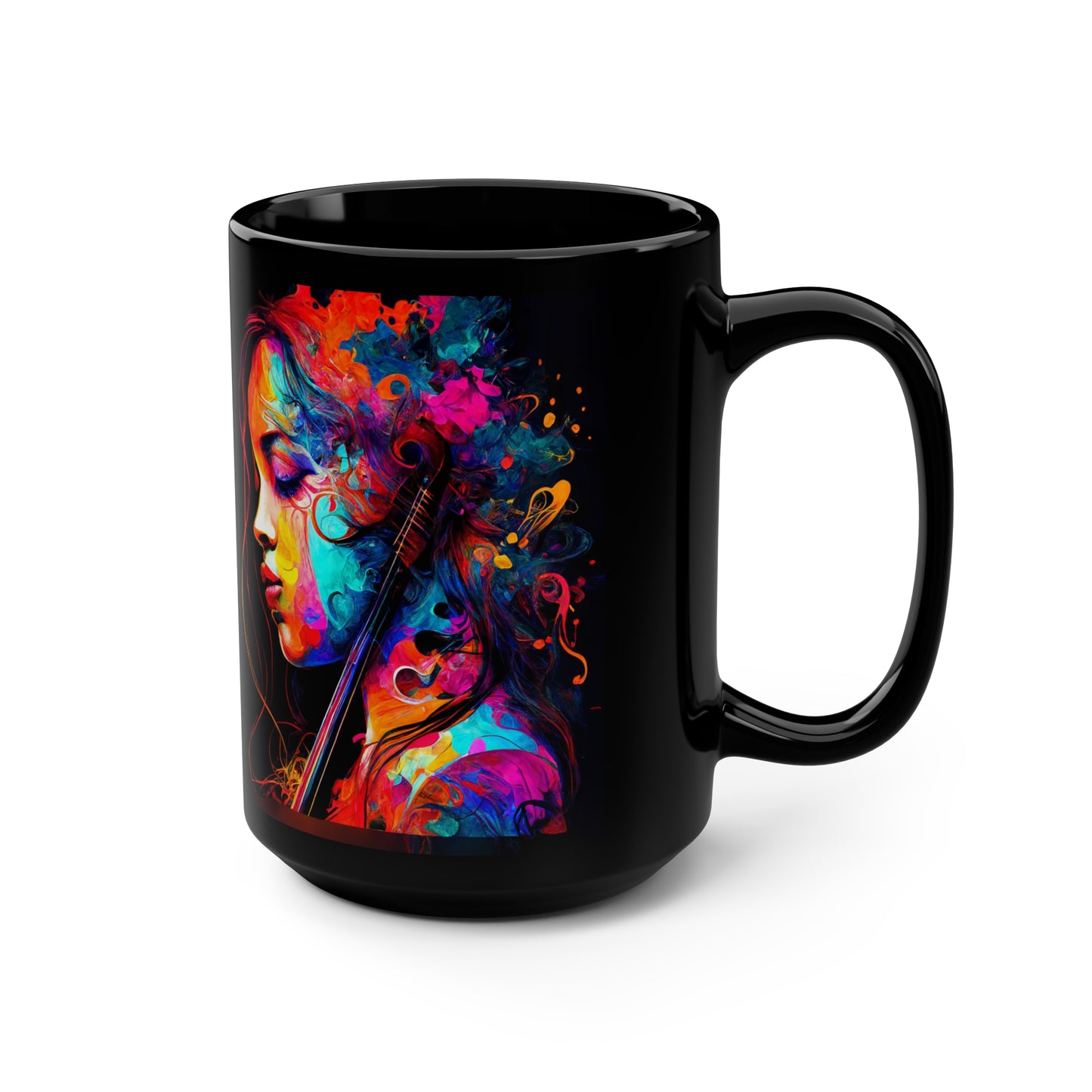 Black Mug, 15oz- "Viola" by Jared Gray