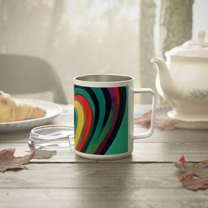 Insulated Coffee Mug, 10oz - "Corazon De Colores" by Nikki Gray