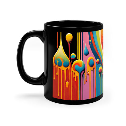 11oz Black Mug- "Dripping Wayne" by Nikki Gray