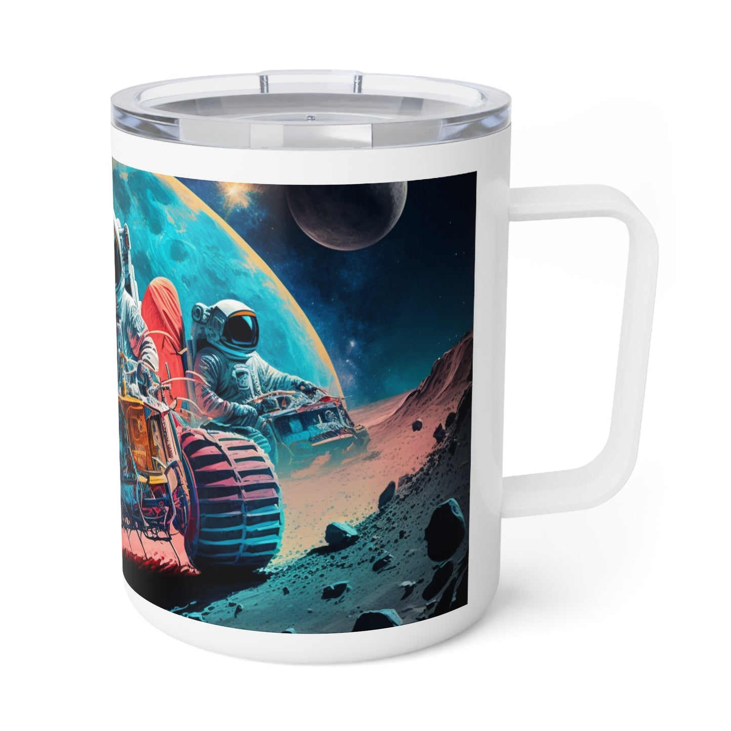 Insulated Coffee Mug, 10oz - "Moon Race" by Jared Gray