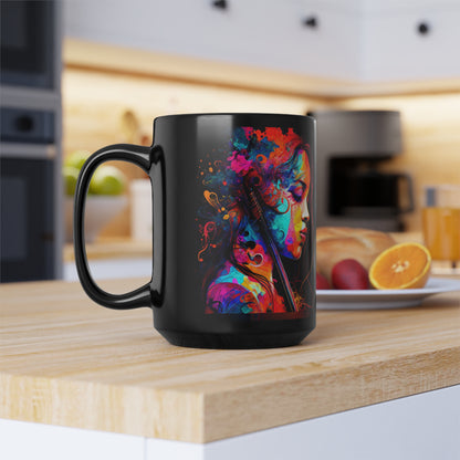 Black Mug, 15oz- "Viola" by Jared Gray