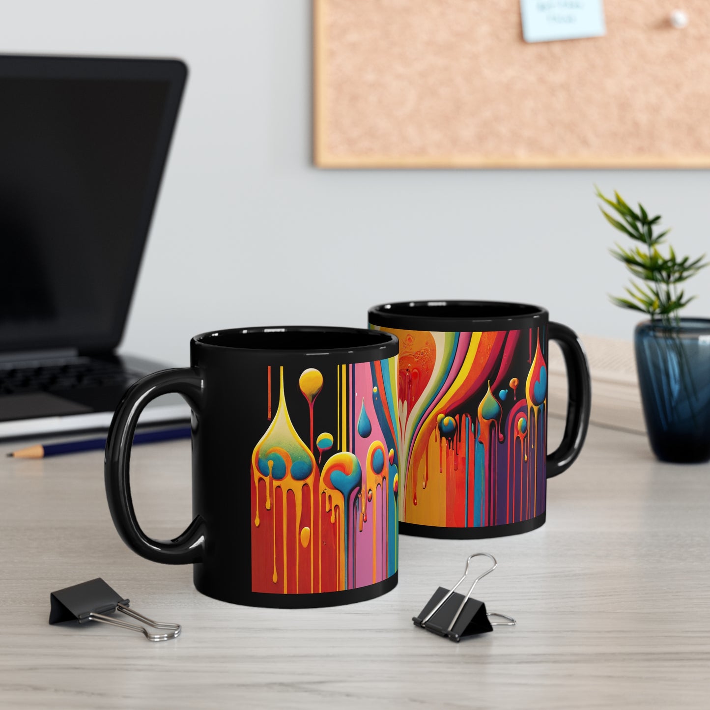 11oz Black Mug- "Dripping Wayne" by Nikki Gray