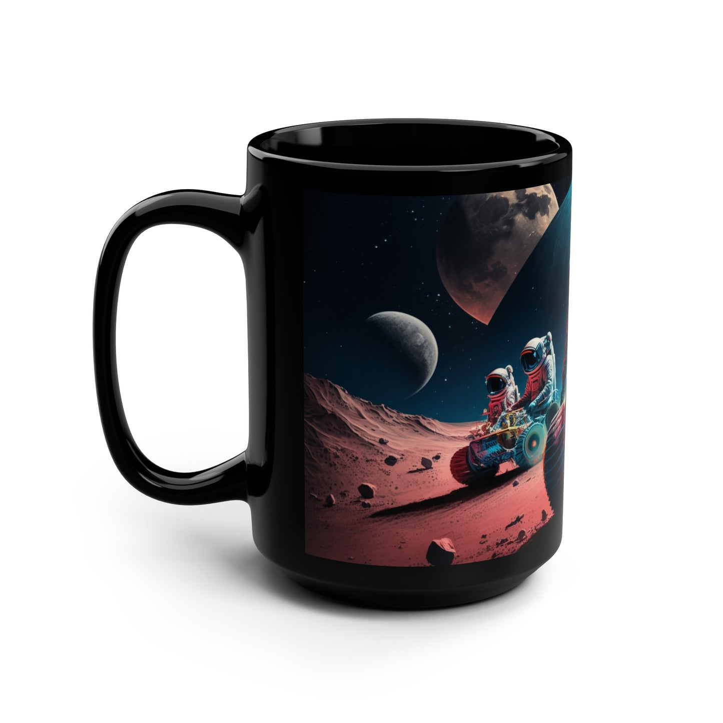 Black Mug, 15oz-"Moon Race"