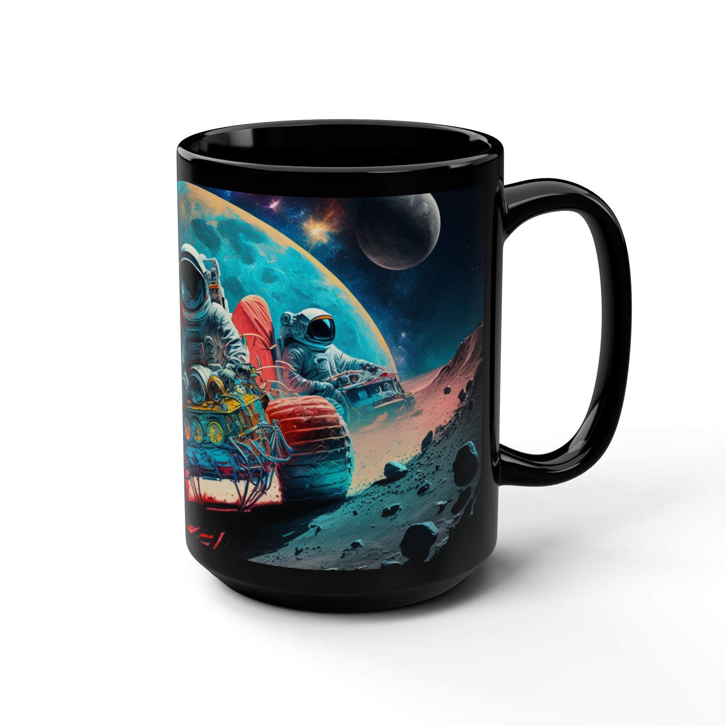 Black Mug, 15oz-"Moon Race"