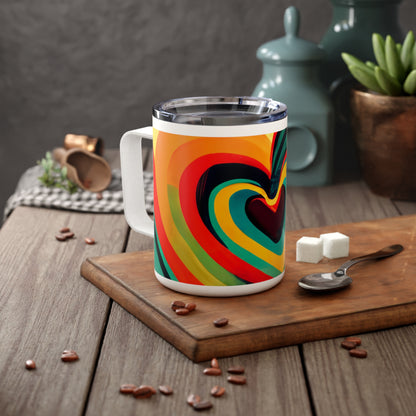 Insulated Coffee Mug, 10oz - "Corazon De Colores" by Nikki Gray